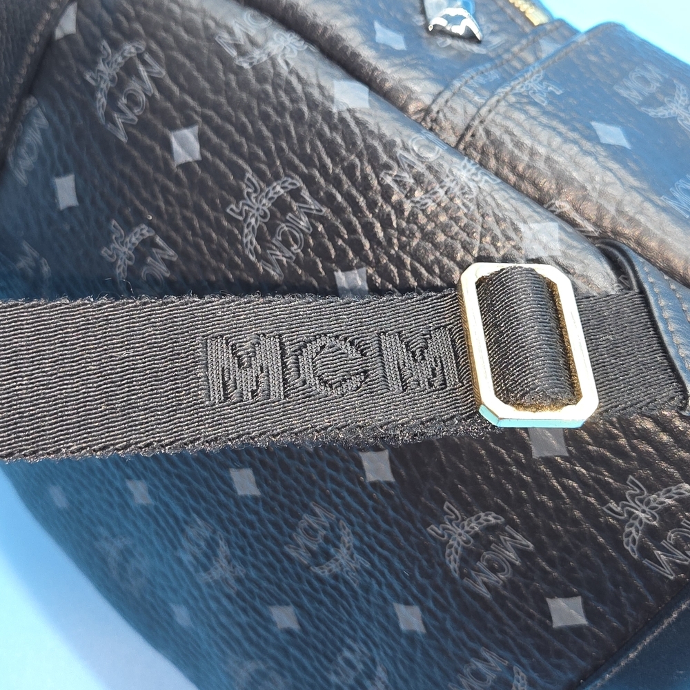 MCM Black and Gold Studded Backpack - Picture 8 of 16